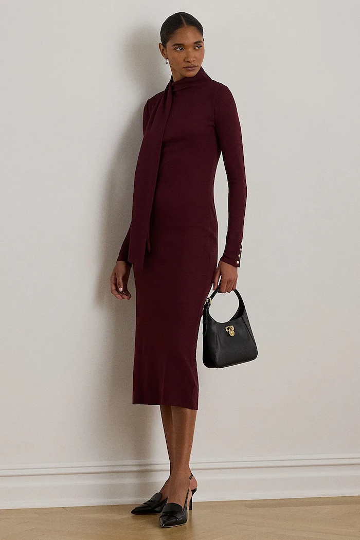Šaty Lauren Ralph Lauren midi burgundské 200P03733