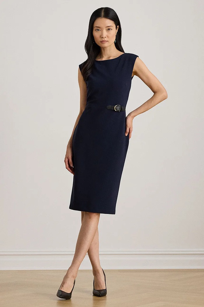 Šaty Lauren Ralph Lauren s elastanom tmavomodrá 200P03735