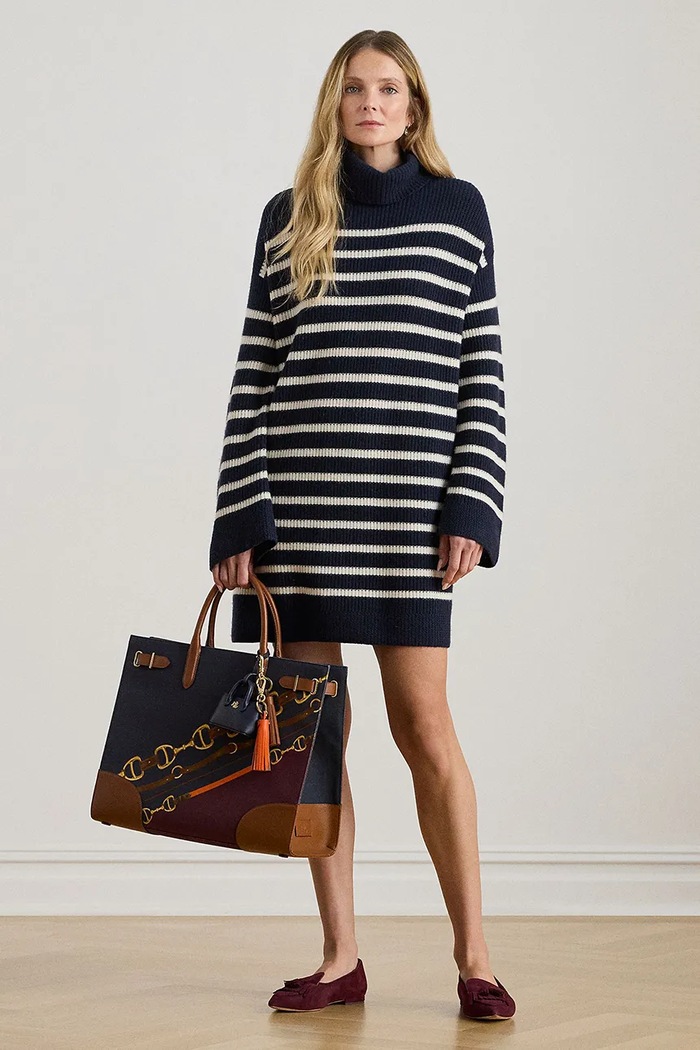 Vunena haljina Lauren Ralph Lauren vuna mornarsko plava 200P08050
