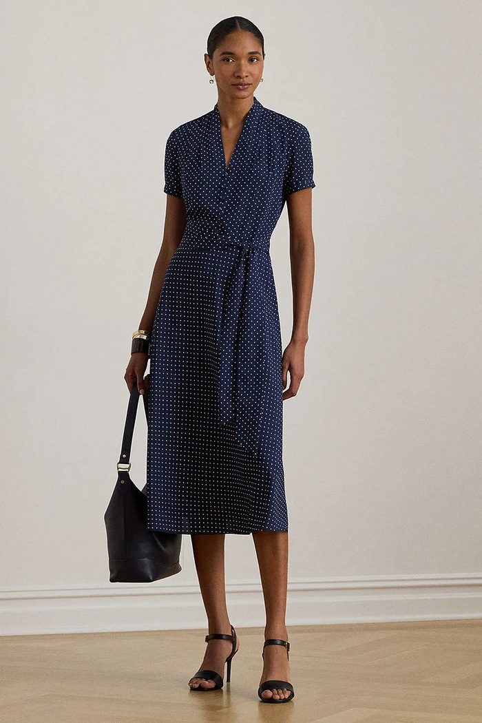 Lauren Ralph Lauren sukienka rozkloszowany granatowy 200P11525