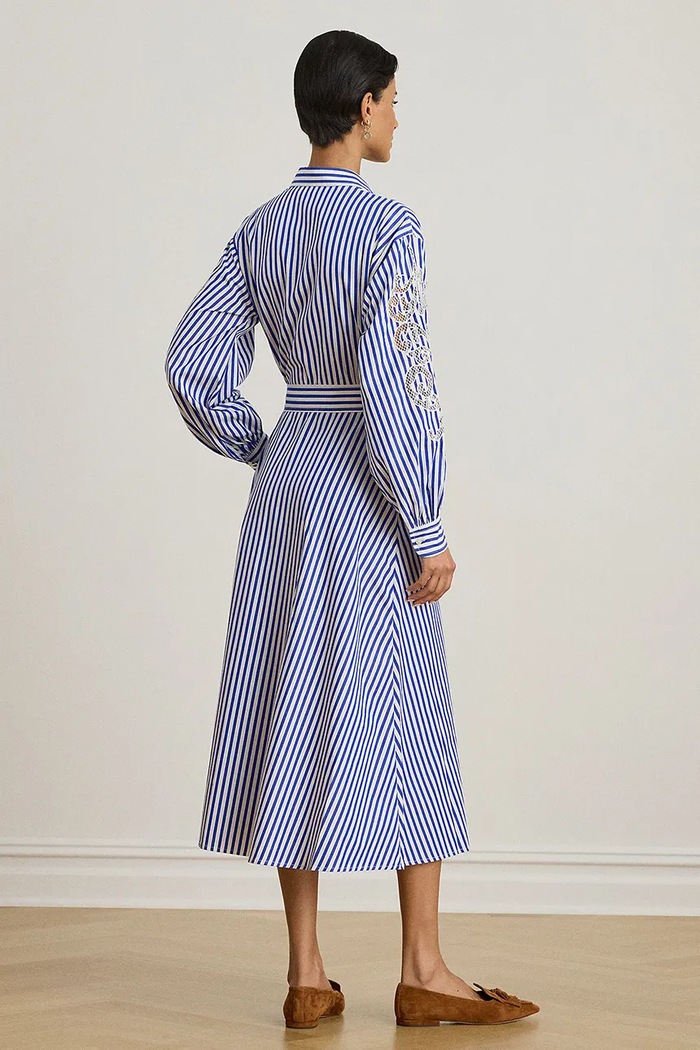 Bavlnené šaty Lauren Ralph Lauren 200P03711 modrá SS26