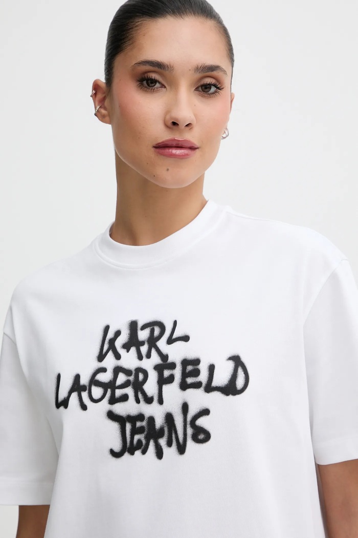 Karl Lagerfeld Jeans pamut ruha fehér B1W13043