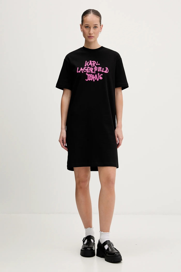 Karl Lagerfeld Jeans pamut ruha B1W13043 fekete SS26