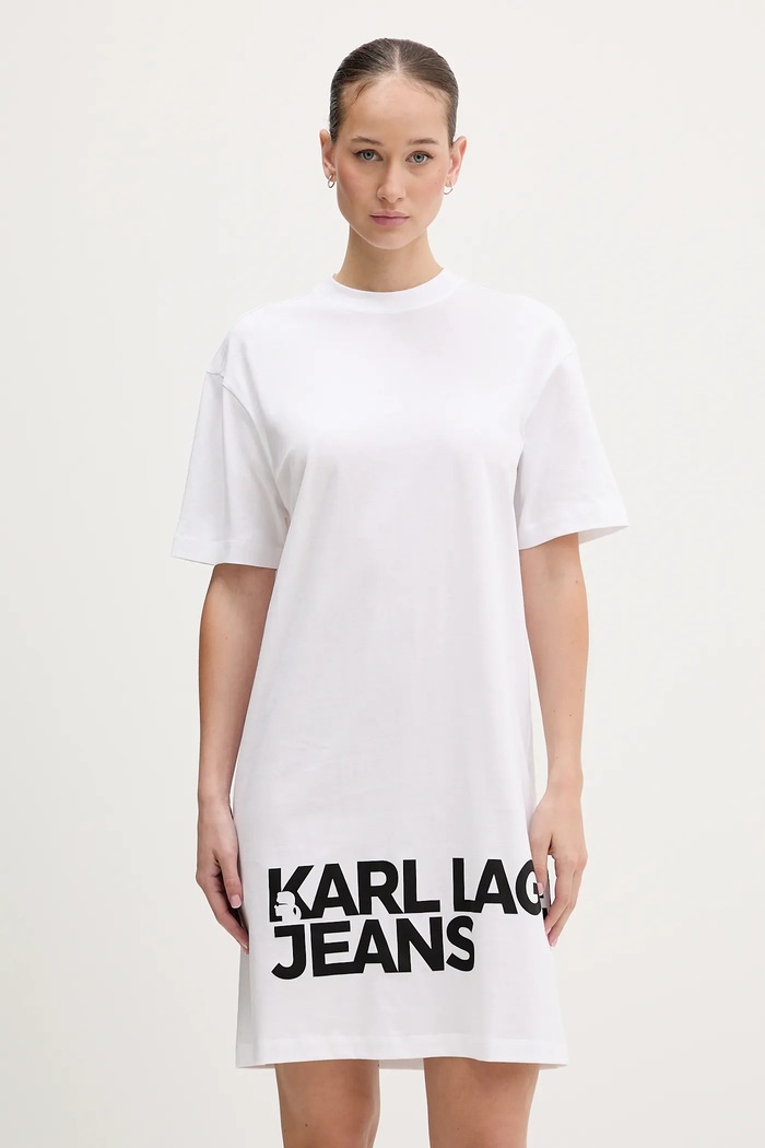 Karl Lagerfeld Jeans šaty bavlnené bavlna biela B1W13054