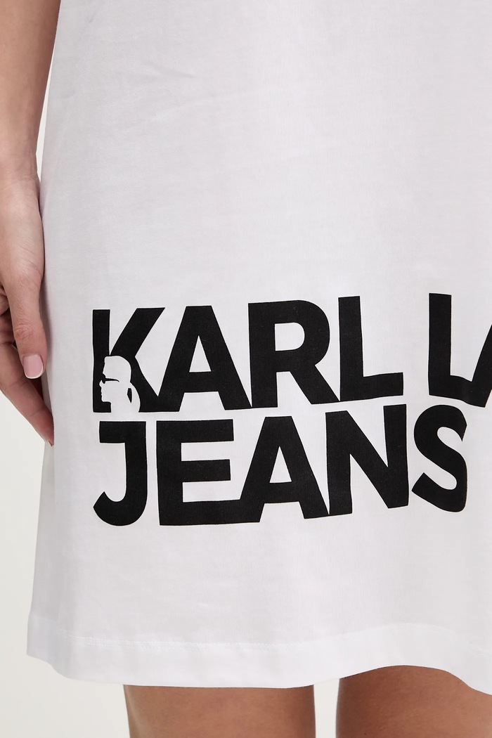 Karl Lagerfeld Jeans šaty bavlnené B1W13054 biela