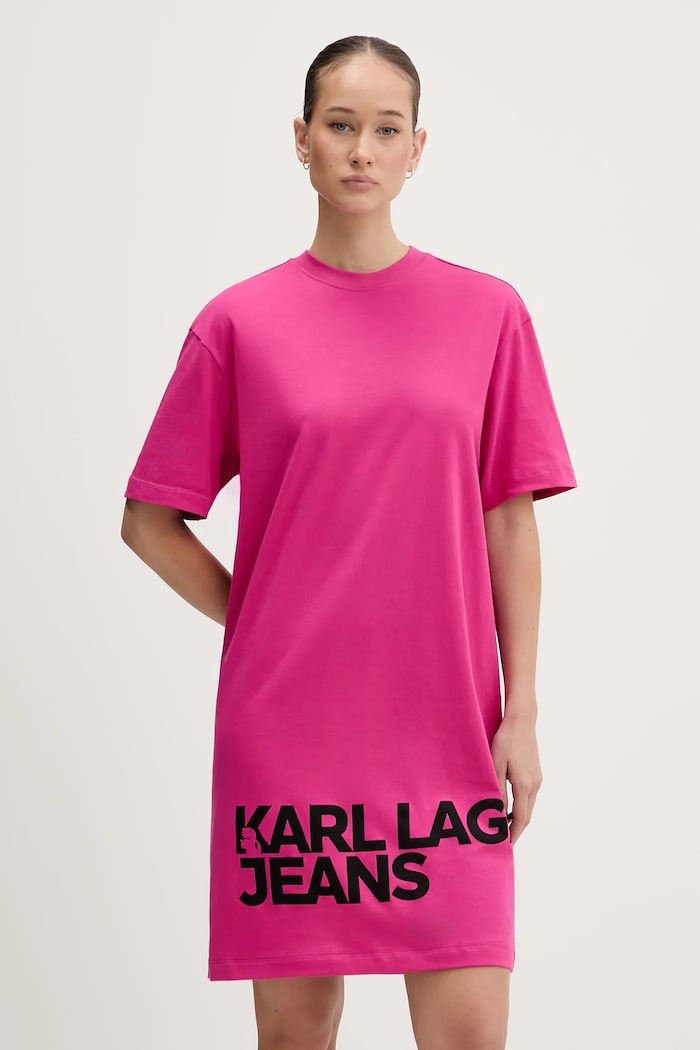 Karl Lagerfeld Jeans šaty bavlnené bavlna ružová B1W13054