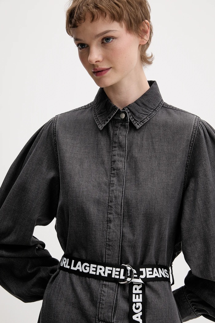 Rifľové šaty Karl Lagerfeld Jeans sivá B1W13038