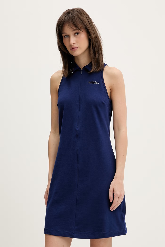 Adidas rochie din bumbac bleumarin KC3942