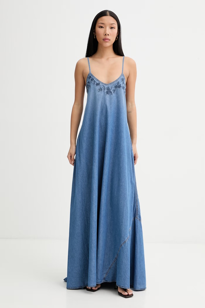 Ermanno Scervino LIFE rochie de vară din denim albastru D484Q700YKR