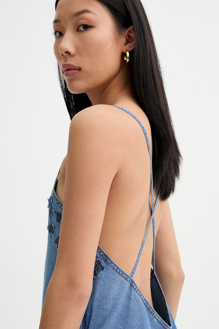 Ermanno Scervino LIFE rochie de vară din denim albastru D484Q700YKR