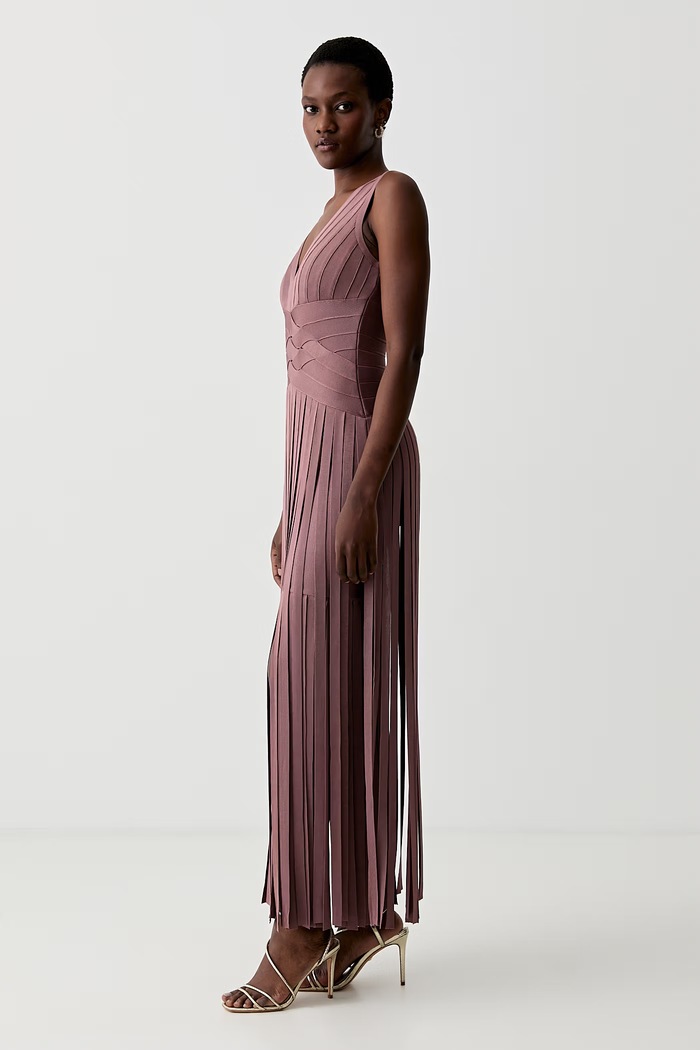 Φόρεμα Herve Leger Harlow FRI8549951 καφέ SS26