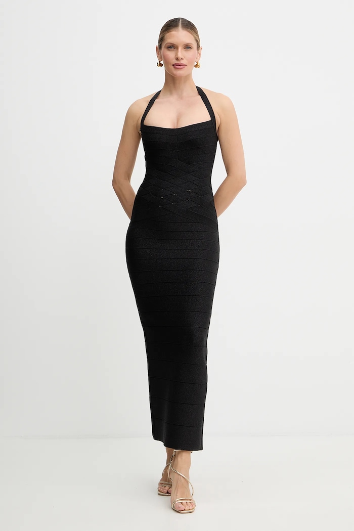 Φόρεμα Herve Leger Maxine με ελαστάν μαύρο HLM8551109