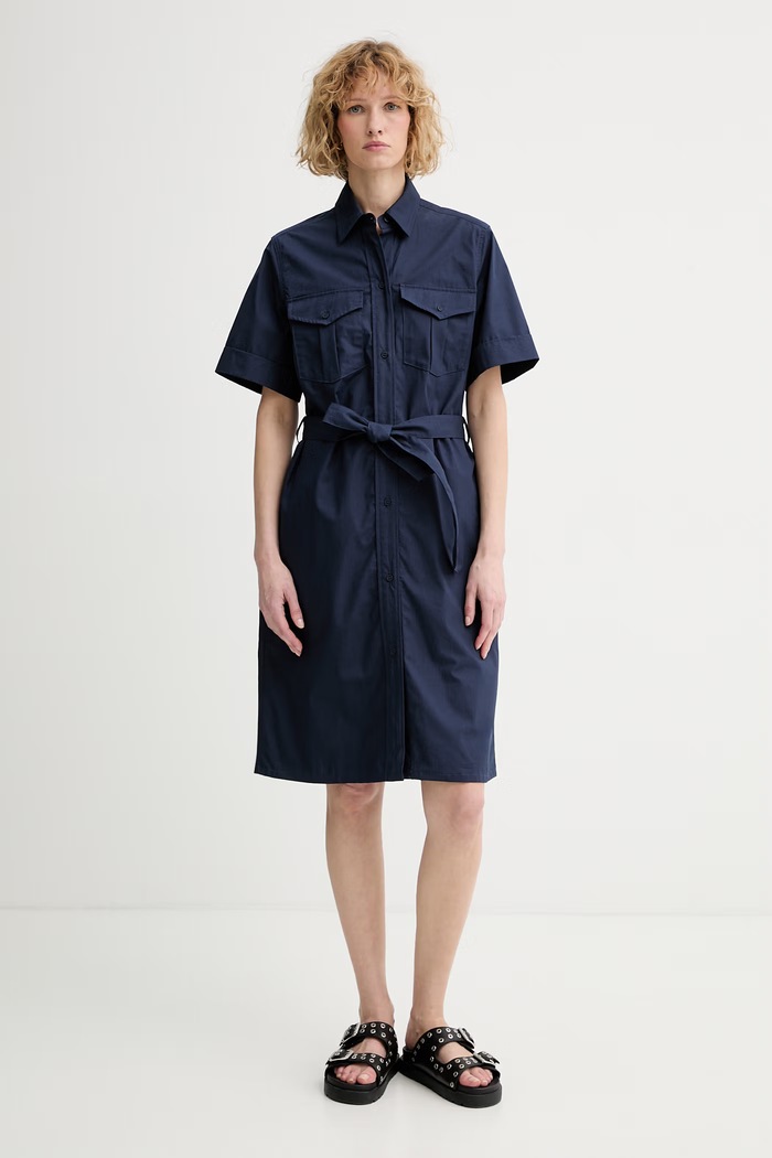 A.P.C. sukienka bawełniana ROBE EVY granatowy COHNE.F35281