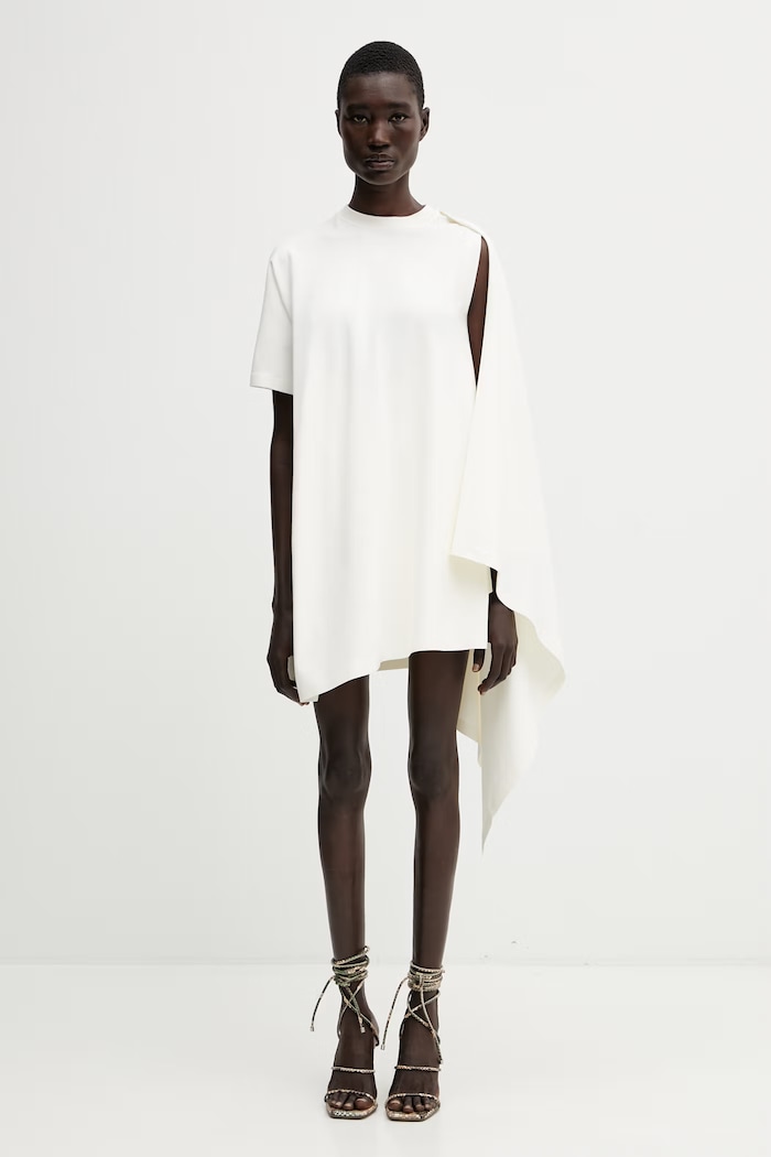 Coperni sukienka oversize z wiskozy Zero Waste Draped beżowy COPJS194F5093