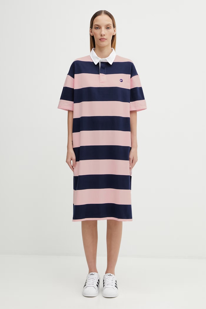 Bavlnené šaty Coperni Striped Polo bavlna ružová COPJS216F5026