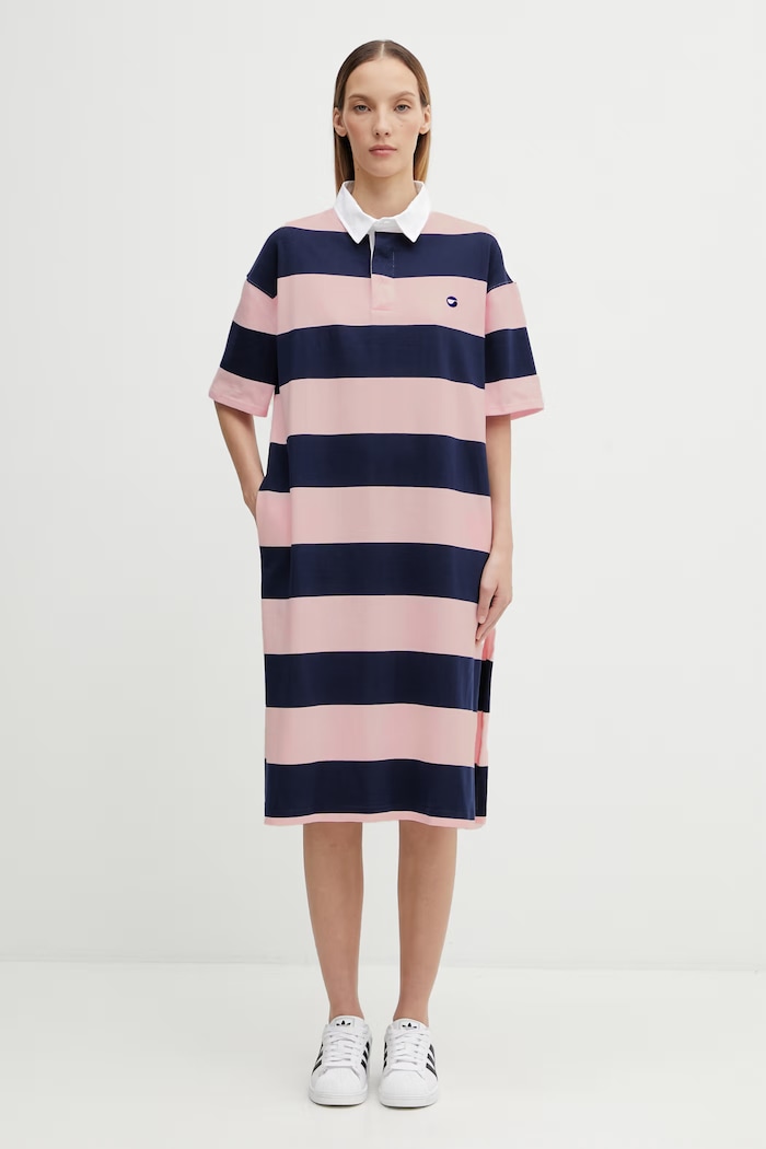 Coperni rochie din bumbac Striped Polo COPJS216F5026 roz