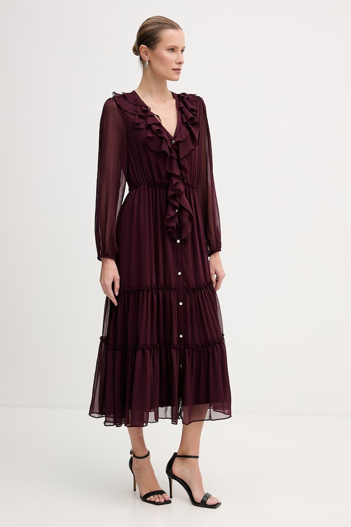 Morgan rochie ROMANCE burgundia SS26