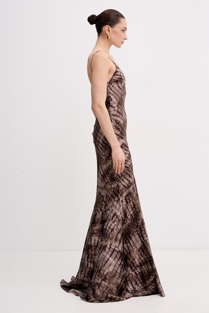 Elisabetta Franchi рокля с вискоза ABR3061E2 кафяв SS26