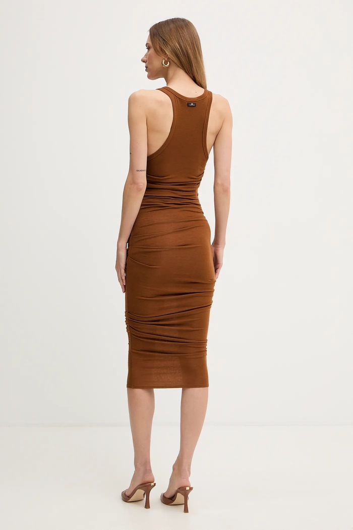 Îmbrăcăminte Elisabetta Franchi rochie cu lână AB20B61E2 maro
