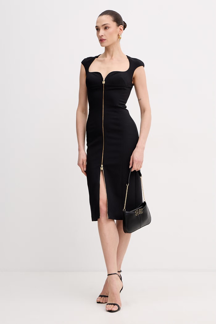 Elisabetta Franchi obleka AB90061E2 črna SS26