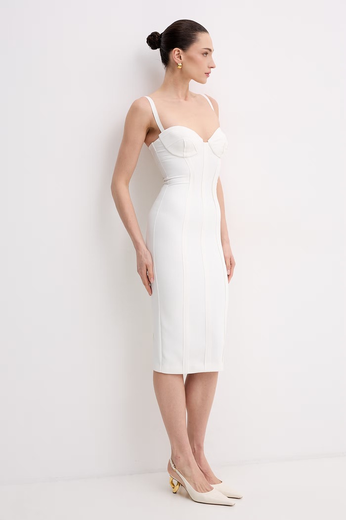 Elisabetta Franchi priliehavé šaty AB91861E2 béžová SS26