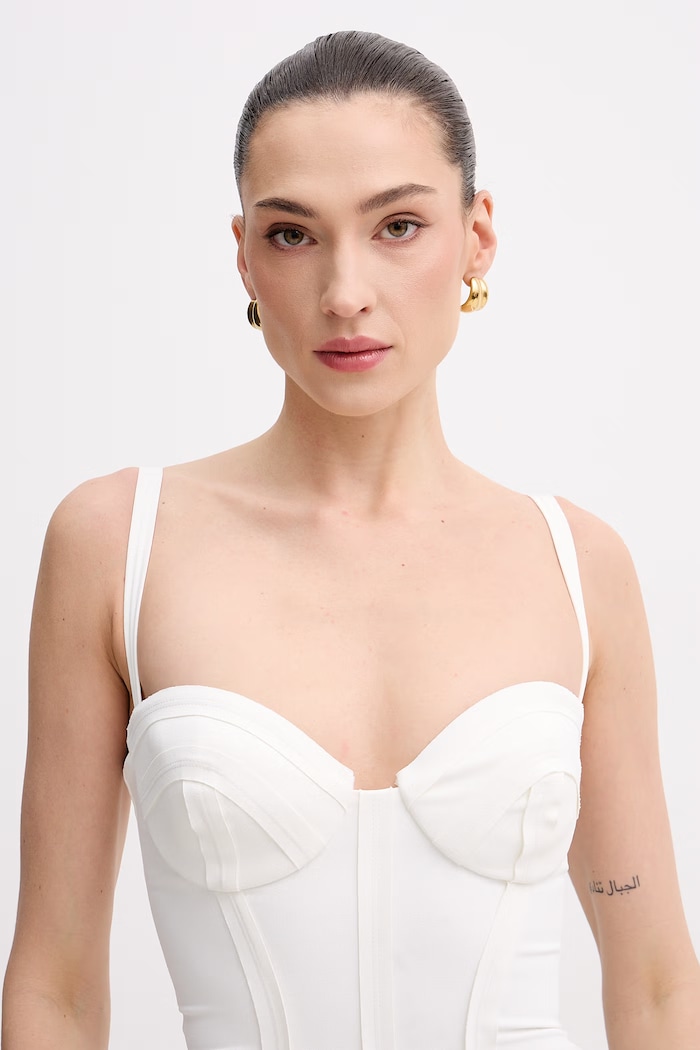 Elisabetta Franchi priliehavé šaty béžová AB91861E2