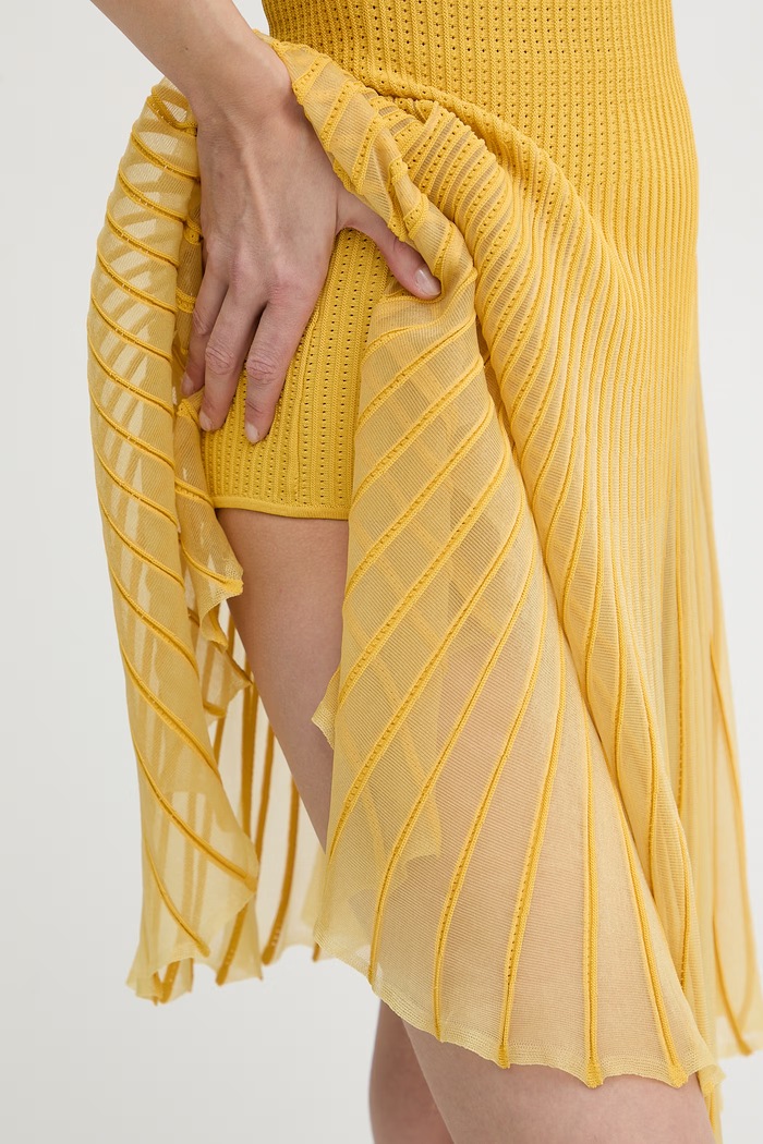 Elisabetta Franchi šaty s rozšíreným strihom s viskózou AM10B61E2 žltá