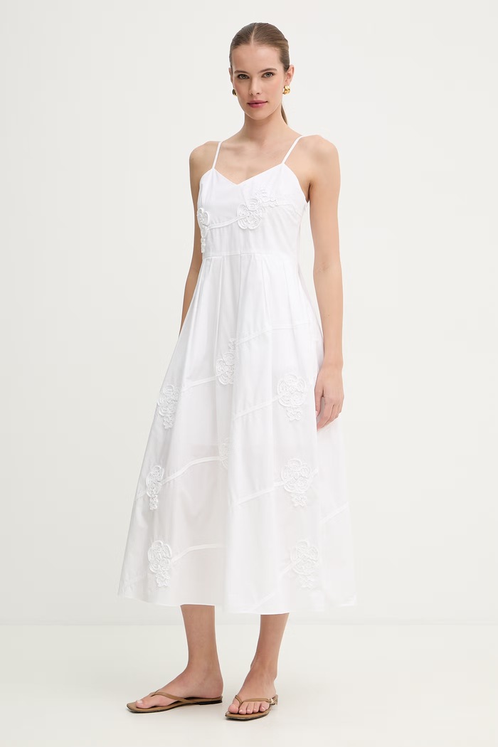 Βαμβακερό φόρεμα Marella FIORE 2613221052200 λευκό SS26