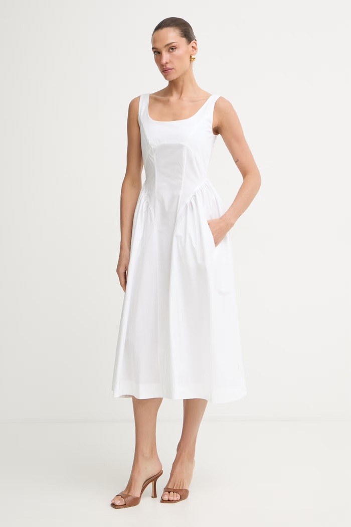 Marella rochie princess din bumbac cu elastan ENFASI alb 2613221082200