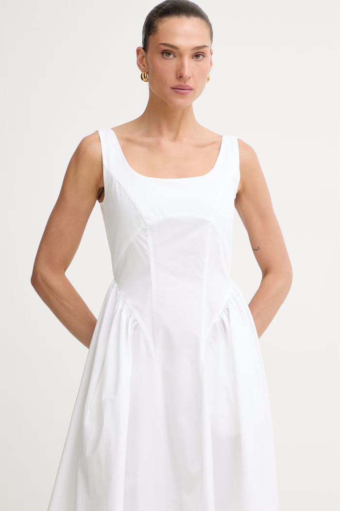 Marella rochie princess din bumbac cu elastan ENFASI alb 2613221082200