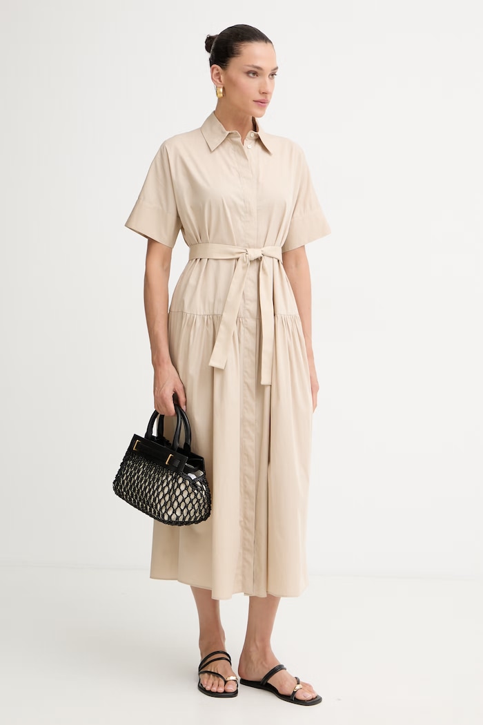 Marella rochie tip cămașă din bumbac Emme by Marella 2615221172200 bej SS26
