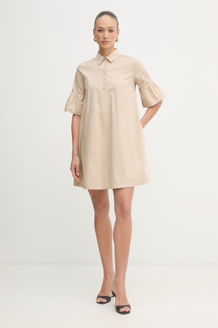 Marella sukienka babydoll bawełniana Emme by Marella 2615221192200 beżowy SS26