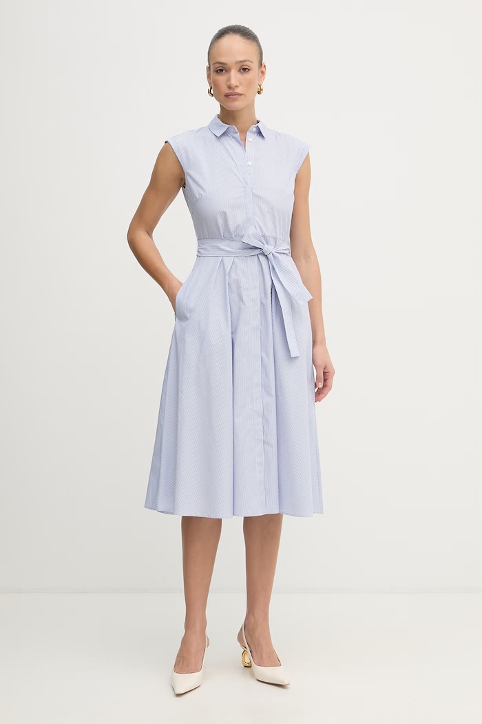 Marella Rochie tip cămașă bumbac Emme by Marella 2615221202200 albastru SS26