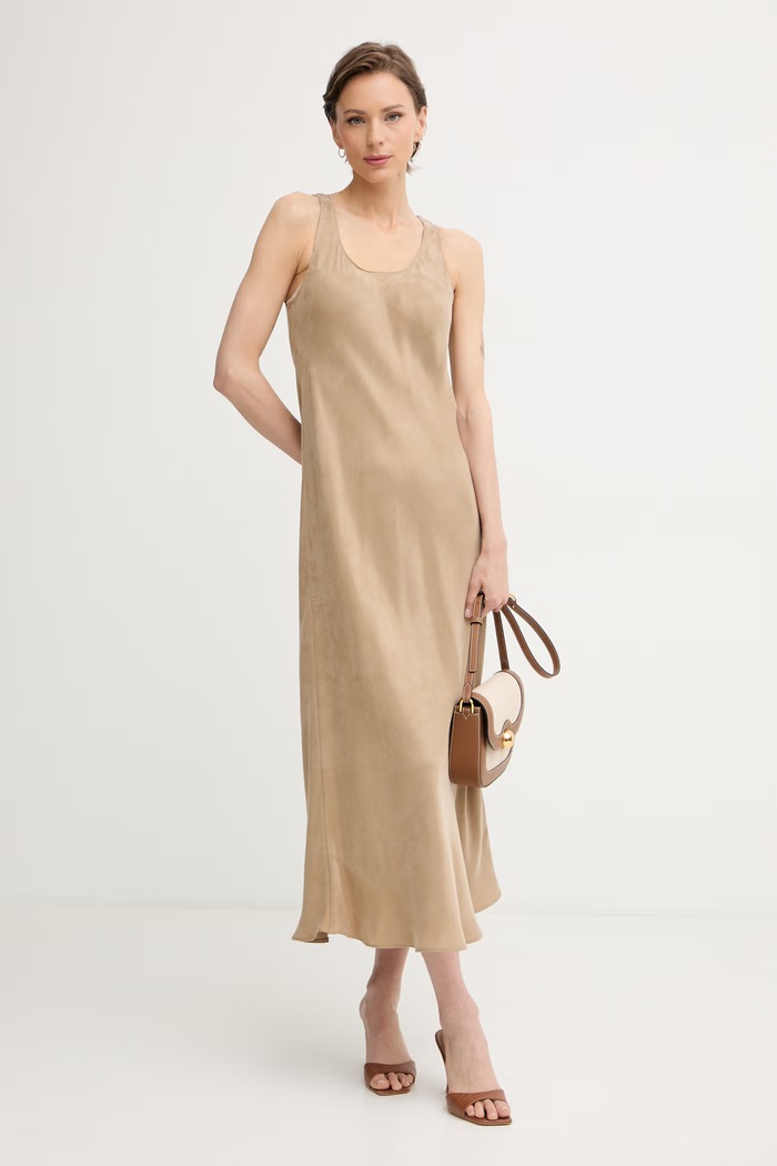 Marella sukienka letnia z lyocellu Emme by Marella 2615221212200 beżowy SS26