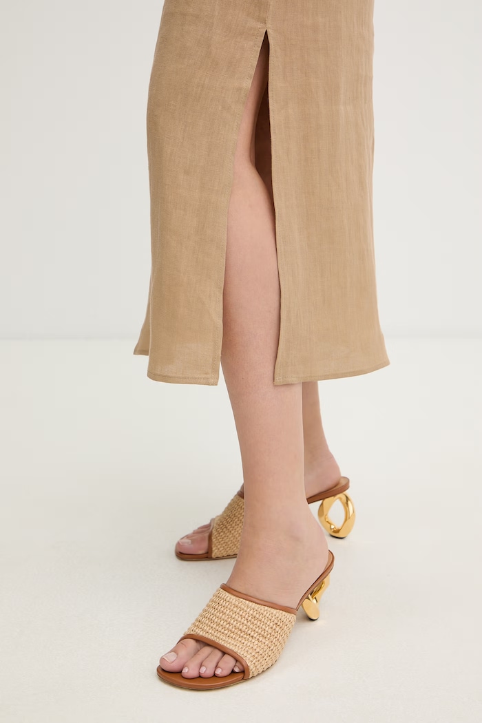 Marella sukienka letnia lniana Emme by Marella 2615221352200 beżowy