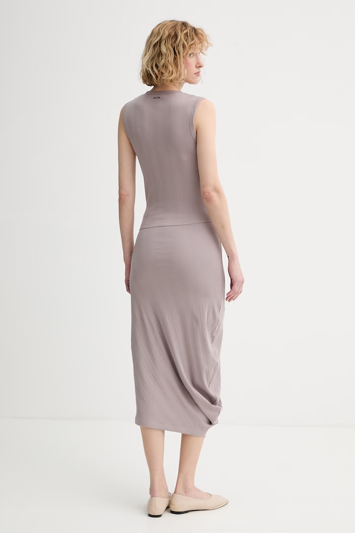 Îmbrăcăminte Calvin Klein rochie asimetrică din bumbac cu elastan LV044F214G violet