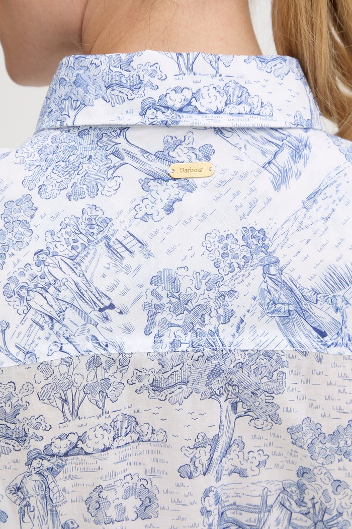 Barbour letné bavlnené šaty Wistera modrá LDR0979