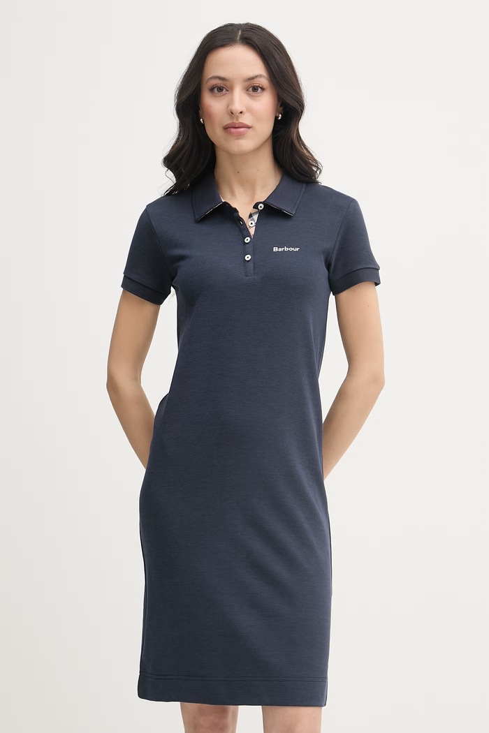 Barbour šaty s viskózou tmavomodrá LDR0416