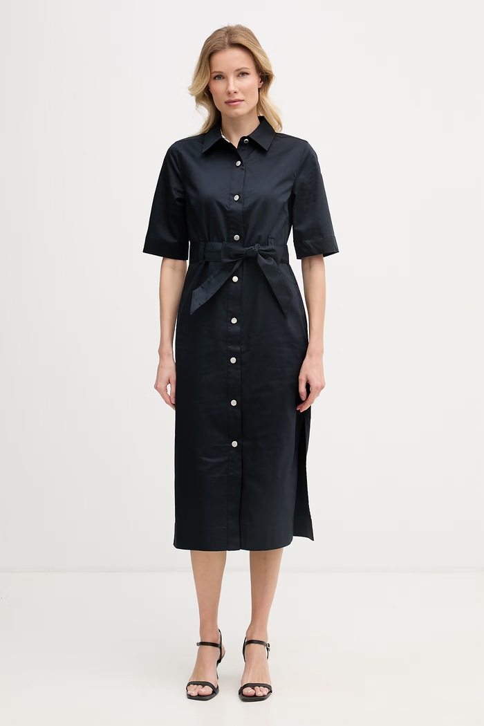 Barbour φόρεμα βαμβακερό Sloane σκούρο μπλε LDR0981