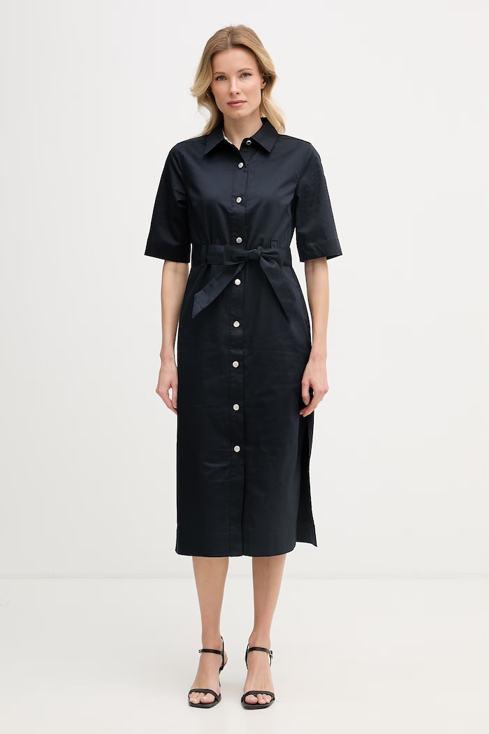 Barbour φόρεμα βαμβακερό Sloane σκούρο μπλε LDR0981