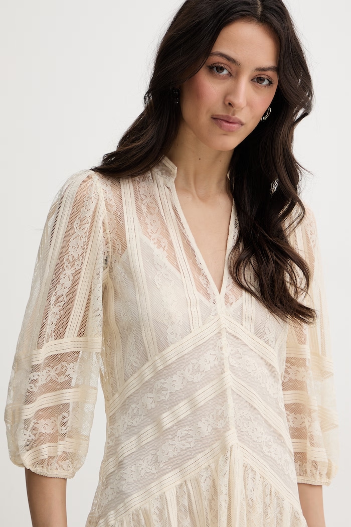 Twinset sukienka koronkowa beżowy 261TP2543