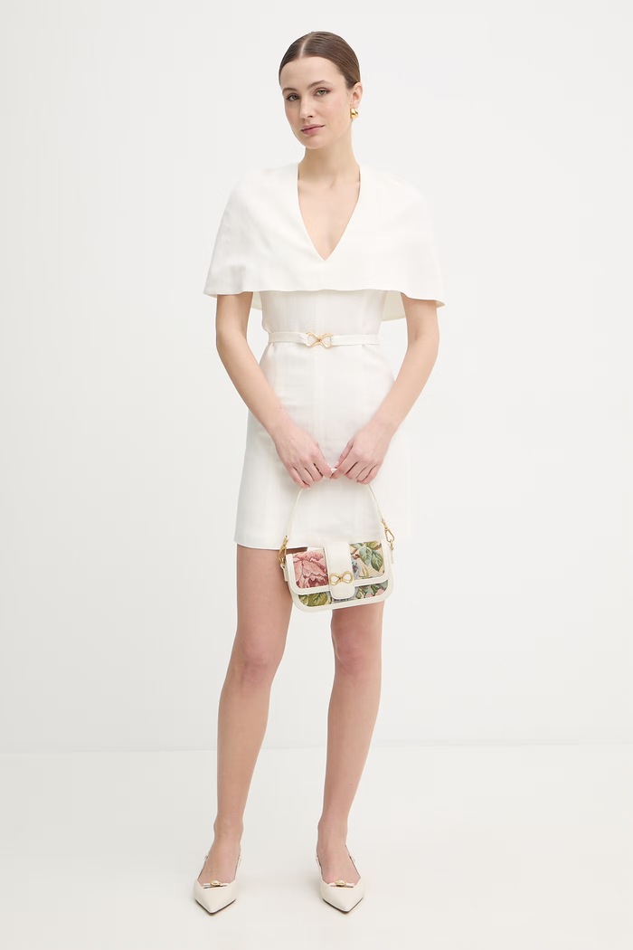 Šaty s prímesou ľanu Twinset 261TP2451 béžová SS26