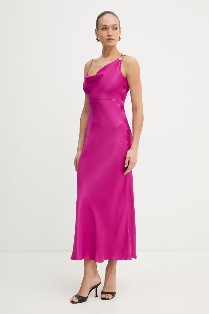 Twinset rochie din viscoză maxi roz 261TP2760