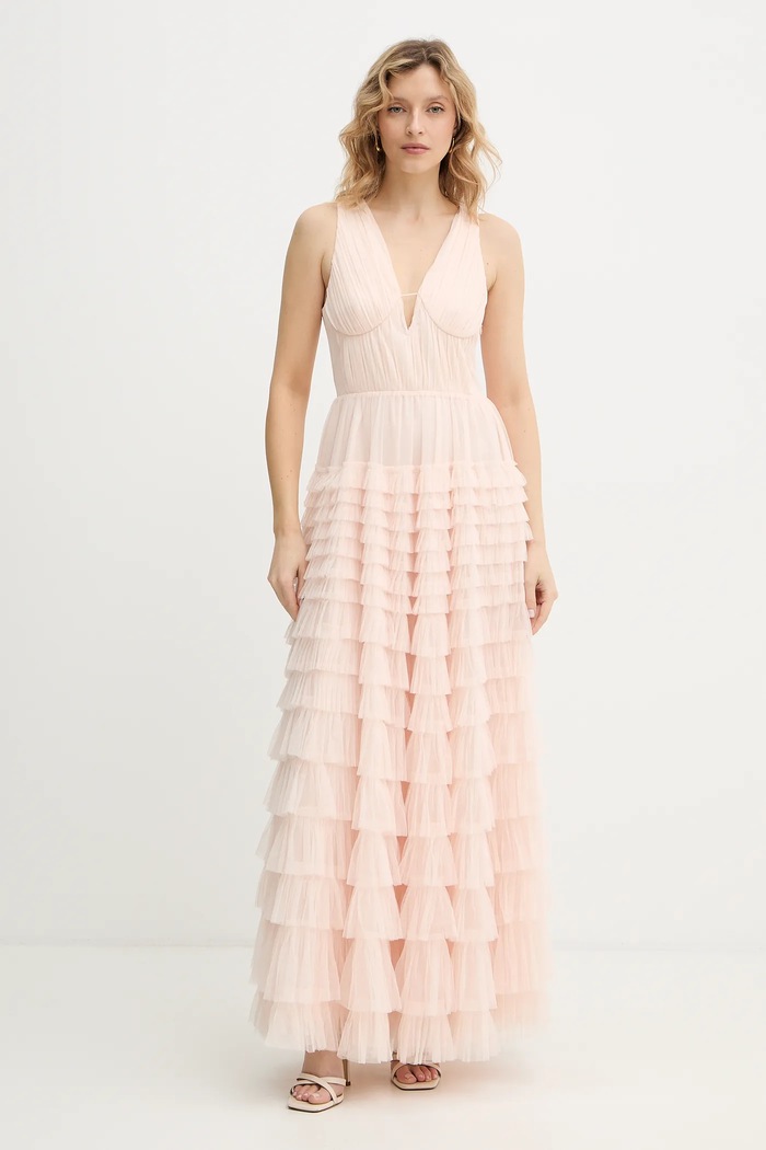 Twinset sukienka rozkloszowany beżowy 261TP208A