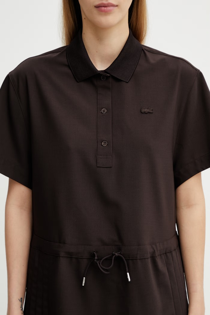 Lacoste ljetna haljina bez uzorka s vunom smeđa EF0197