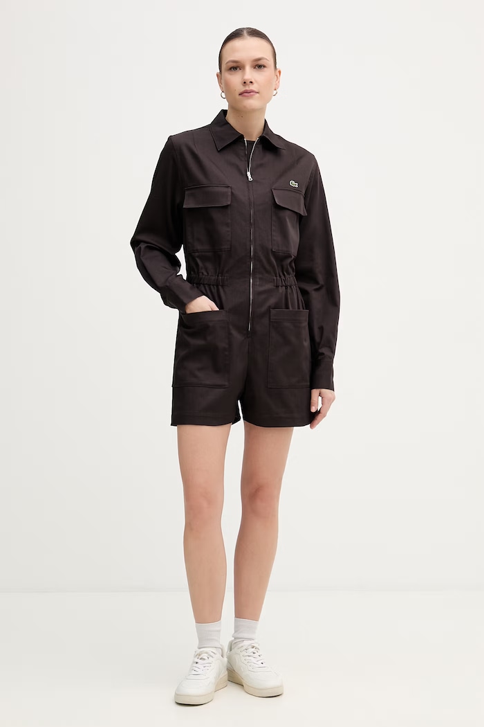 Îmbrăcăminte Lacoste salopetă feminină din bumbac cu elastan EF0557 maro