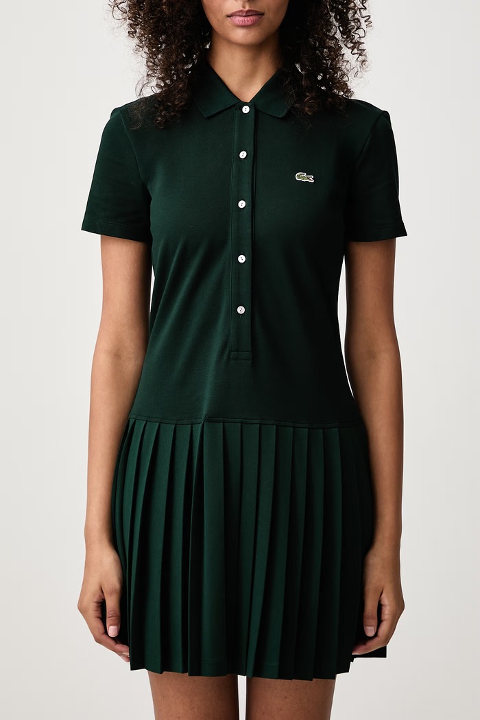 Sukienka z bawełną Lacoste zielony EF1822