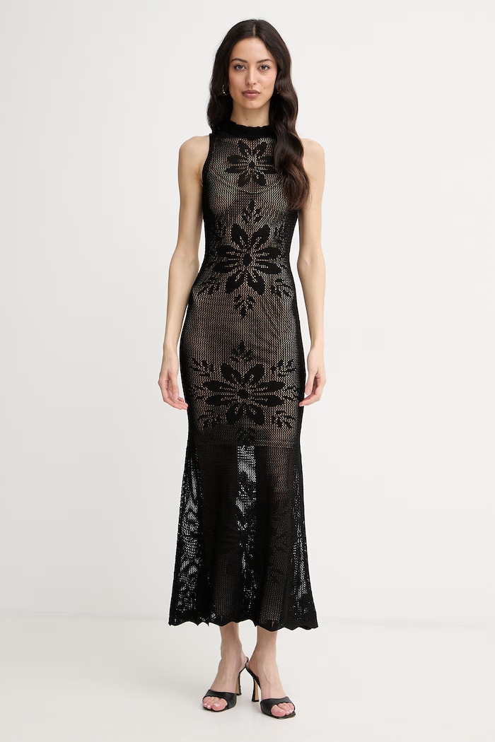 Twinset rochie de vară cu vâscoză negru 261TT3280