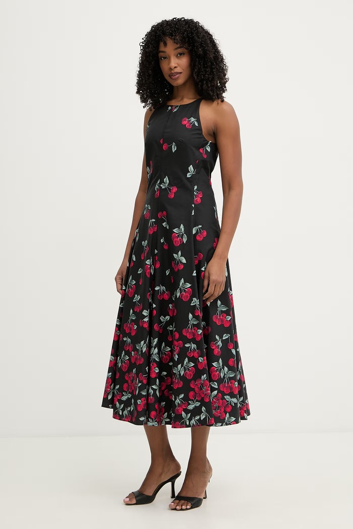 Twinset rochie evazată din bumbac negru 261TT2591
