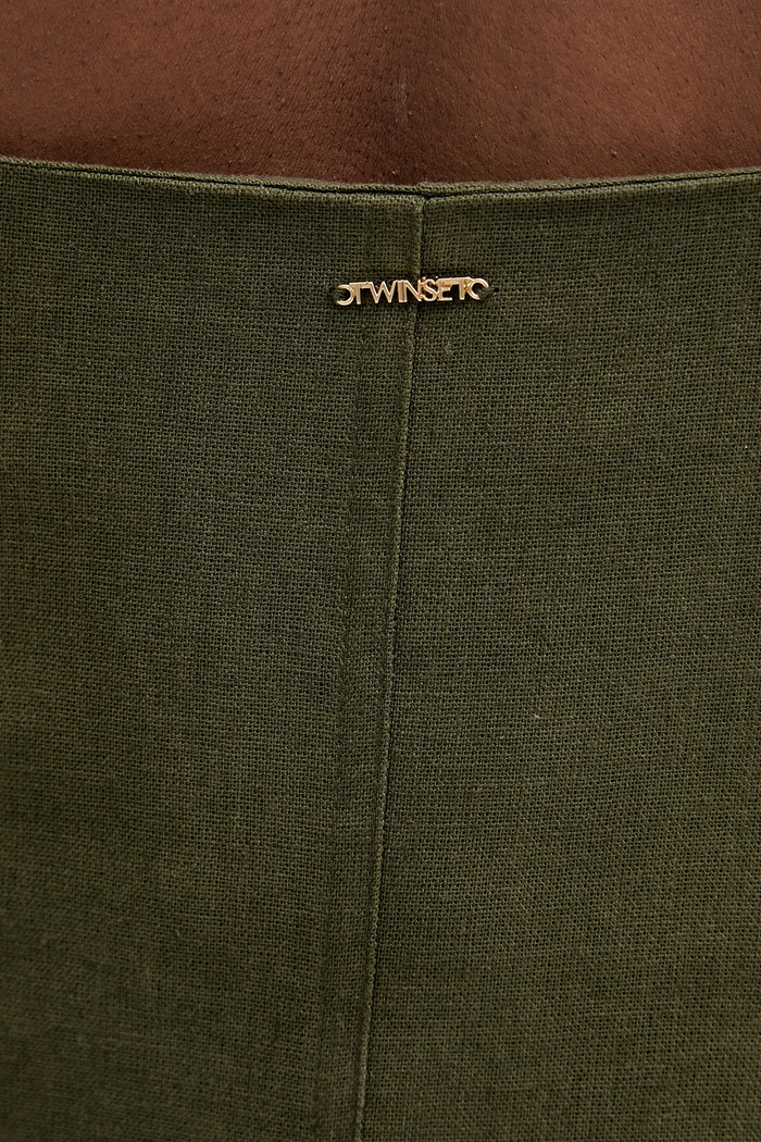 Twinset лятна рокля с лен 261TF2021 зелен